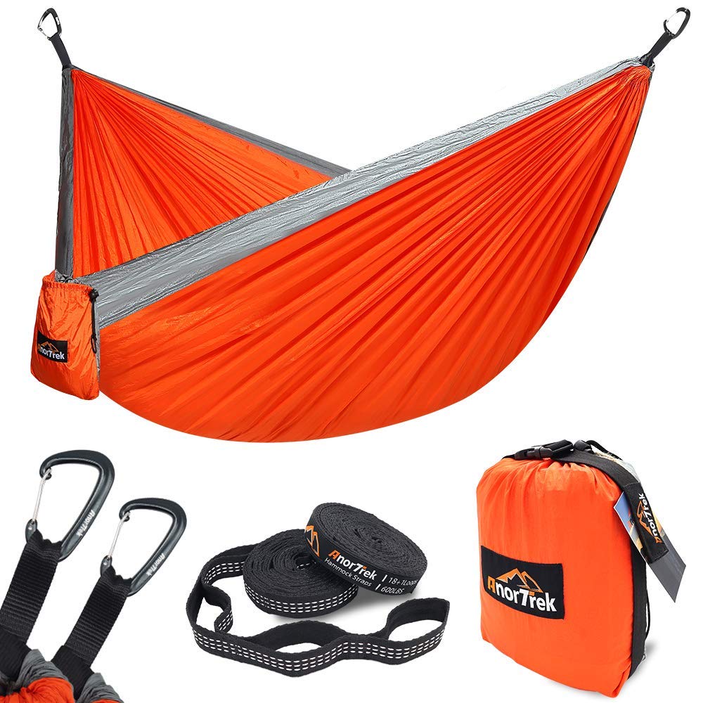 T21 SoBike Camping Hammock with Tree Straps Orange Gray FAST SHIP 